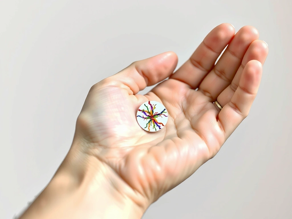 Hand mit Mikroskop-Bild der Darmflora